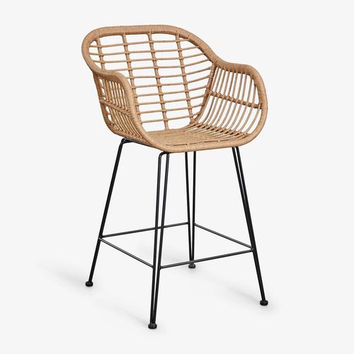 Pack De 2 Tabourets Hauts En Osier Synthétique Zole ¿65 Cm