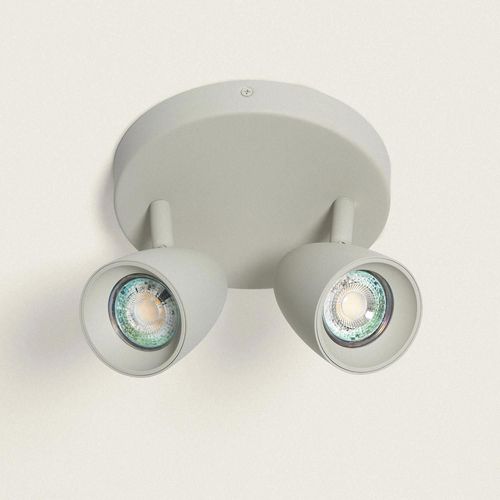 Plafonnier Rond Orientable Aluminium 2 Spots Adrien Gris Pierre