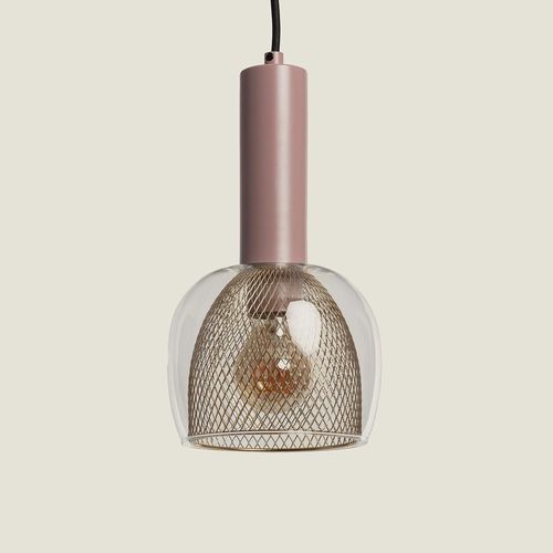 Suspension Métal Et Verre Aziel Rose Maquillage