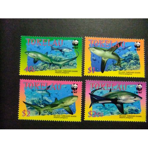 51 Tokelau 2002 / Faune Marine Sharks Requin Pélagique Wwf / Yvert 279 / 282 Mnh