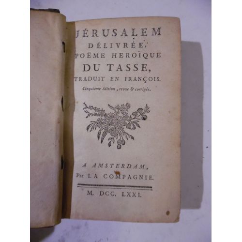 Jerusalem Délivrée - Poème Héroïque Du Tasse - Traduit En François - 5e Édition, Revue Et Corrigée - A Amsterdam / Par La Compagnie - Relié Cuir - 1771 - 426 Pages - 10 X 15,5 Cm
