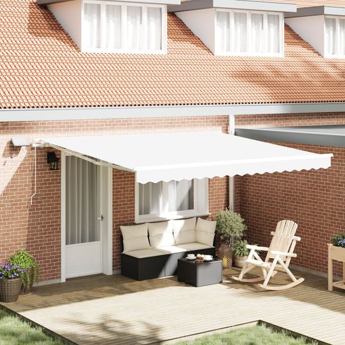 Store Rétractable Manuel Vidaxl Avec Led Blanc 400x350 Cm, Tissu De Remplacement Pour Store Vidaxl Cadre 4x3,5 M Blanc