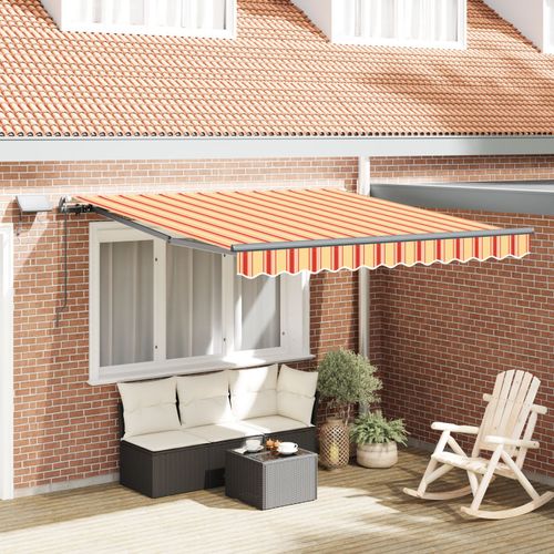 Vidaxl Store Rétractable Manuel Avec Led Jaune Et Orange 350x250 Cm