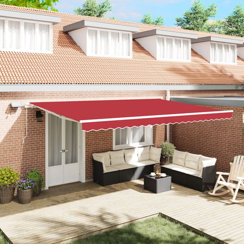 Auvent Rétractable Manuel Vidaxl Avec Led Rouge 500x300 Cm, Tissu De Remplacement Pour Auvent Vidaxl Pour Cadre 5x3 M Rouge