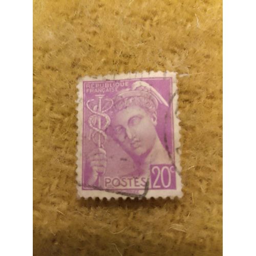 Timbre Oblitéré République Française 20 C Mercure Rose.
