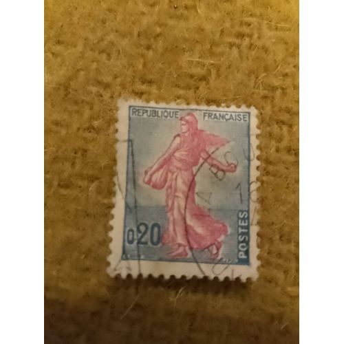 Timbre Oblitéré République Française 0,20 Semeuse Rouge.