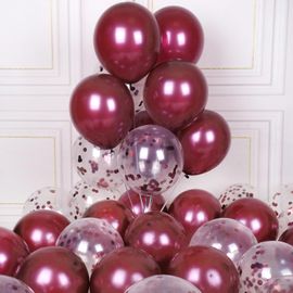 ChenQuanSarl- Ballon Bordeaux Confettis Métallique 42 Pièces 12 Pouces Ballons Anniversaire Marron Ballons De Baudruche À Hélium Fille Femme Ballon Gonflable Décoration Pour Mariage Diplome