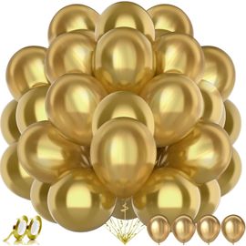 ChenQuanSarl- 100Pcs Ballons Anniversaire, Ballons De Baudruche Ballon Gonflable Hélium En Latex Premium Pour Décoration Fête D'Anniversaire À Thème, Mariage, Baptême, Bal De Graduation (Dore)