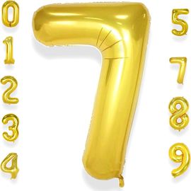 ChenQuanSarl- Ballon Géant Chiffre 7 Or 40 Pouces 101 Cm Grand Ballon Anniversaire Doré Numero 7 Ans À Hélium Garçon Fille Ballon De Baudruche Mylar Décoration Pour Baby Shower Anniversaire