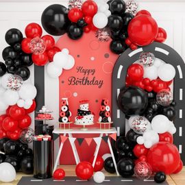 ChenQuanSarl- Kit Arche Ballons Rouge Et Noir, 125 Pcs Guirlande Ballons De Baudruche Blanc Rouge Noir Confettis Pour Garçon Filles Enfant Fêtes D'Anniversaire Mariage Baby Shower Rem Des Diplômes Dé
