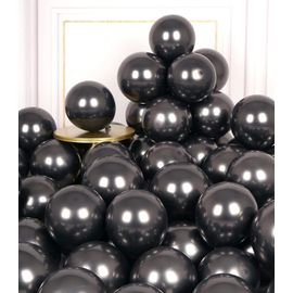 ChenQuanSarl- Ballon Noir Métallique Hélium 50 Pièces Petit Ballons Anniversaire 5 Pouces Noir Mini Ballons De Baudruche Fille Garçon Ballon Gonflable Décoration Pour Halloween Bachelorette Party Dip