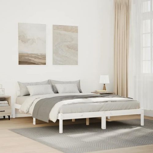Cadre De Lit Extra Long Sans Matelas 140x220 Cm Bois Massif Pin