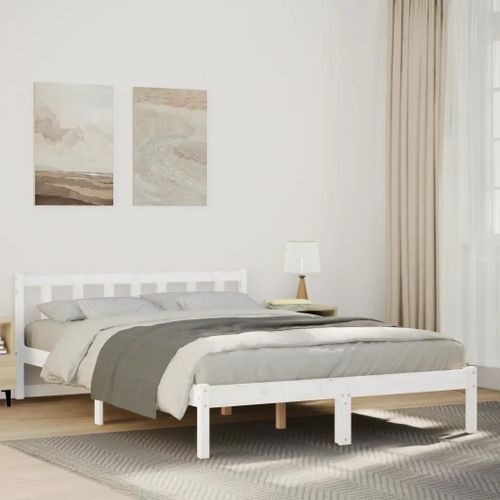 Cadre De Lit Extra Long Sans Matelas 140x220 Cm Bois Massif Pin