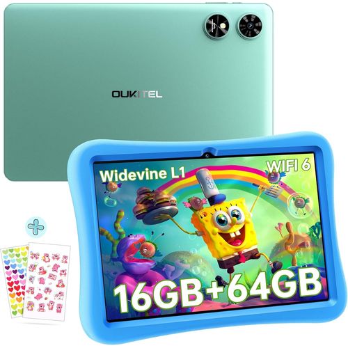 Tablette Tactile Enfants OUKITEL OT6 Kids 16 Go + 64 Go 10.1" HD+ 8000mAh Android 13, Contrôle Parental Intégré, Wi-Fi 6, Protège Les Yeux - Vert