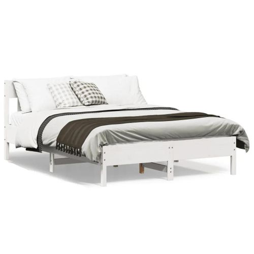 Cadre De Lit Sans Matelas Blanc 120x200 Cm Bois De Pin Massif