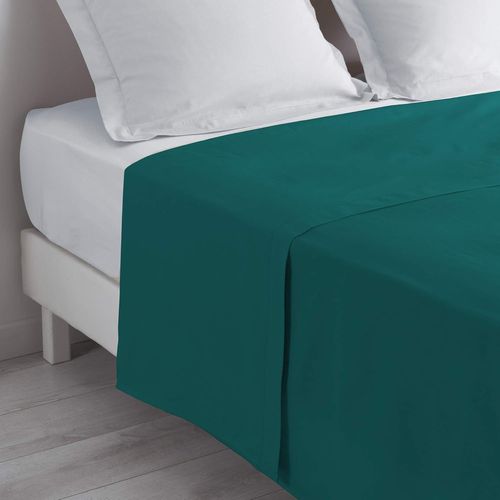 Chenquansarl-Drap Plat (180 X 290 Cm) Lina Pétrole, 100% Coton