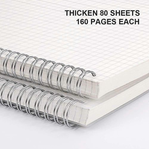 Notebook 2 Pack - B5 Graph Spiral Notebook, Total 320 Pages