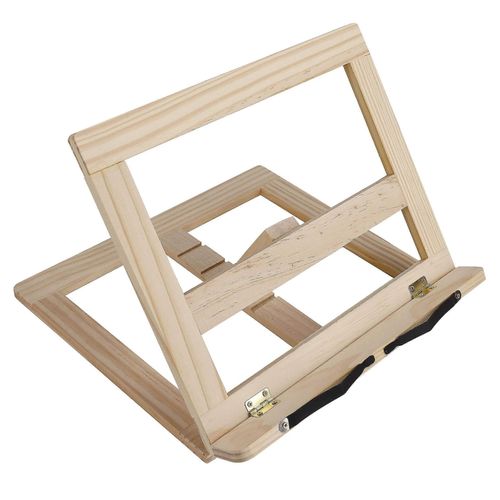 Support De Livre Support De Livre De Cuisine En Bois Repos De Lecture Avec 2 Porte-Pages En Métal, Support Pliable Pour Recette, Notes De Musique, Tablette Pc Avec 4 Hauteurs Réglables