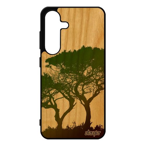 Coque Silicone Pour Galaxy S25 Bois Arbres Marron Ecologie Peinture Feuilles Caoutchouc Design Zen Smartphone Antichoc Paysage De Pour Samsung