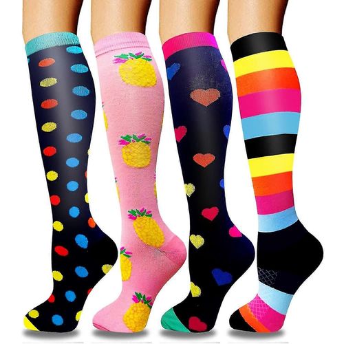 Paires De Bas De Compression Pour Hommes Et Femmes, Bas De Soutien Colorés, Chaussettes De Compression Pour Le Sport, Vols, Course À Pied, Voyage, Cyclisme, Infirmières