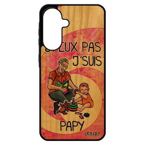Coque Silicone Pour Samsung A56 5g Bois J'peux Pas J'suis Papy Texte Humoristique Humour Portable Grand Pere Case Papi Rigide Je Pour Galaxy