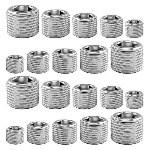 Kit combiné d¿accessoires de bouchon de tuyau, 1/8 pouce 1/4 pouce 3/8 pouce 1/2 pouce 3/4 pouce Npt mâle hexagonal th