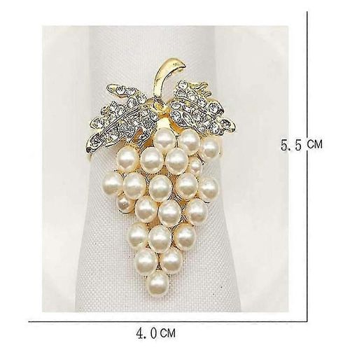 12 Pcs Perle Anneaux de serviette Or Forme de raisin Serviette Porte-boucle Porte-serviettes Table de fête de mariage (haoyi