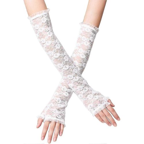 Demi-Doigts Sans Doigts Gants En Dentelle Florale Fantaisie Pour Femmes Fantaisie Long Elbow Opéra Soie Manches Manches Filles Protection Solaire Brassard Manches Gants Parfait Pour Halloween Pa