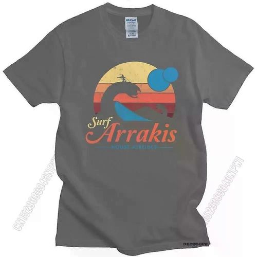 Visit Arrakis T Shirt Men Cotton Surf Dune Sci Fi T-Shirt Short Sleeve Vintage Distressed Surf House Atreides Tee Tops Gift