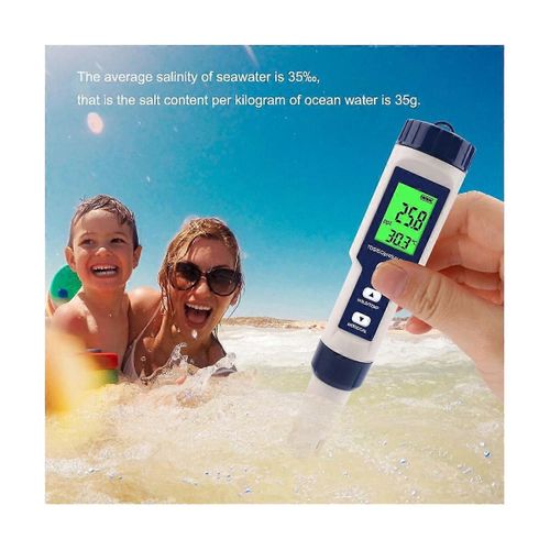 Testeur numérique de la qualité de l¿eau 5-en-1 TDS/EC/PH/Salinity/Temperature Meter pour piscines Aquariums Drinki