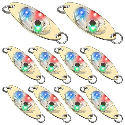 10 Pcs Led Leurres De Pêche Cuillères De Pêche Sous L¿Eau Clignotant Flétan Clignotant Pêche À La Traîne Goutte Profonde Fishi
