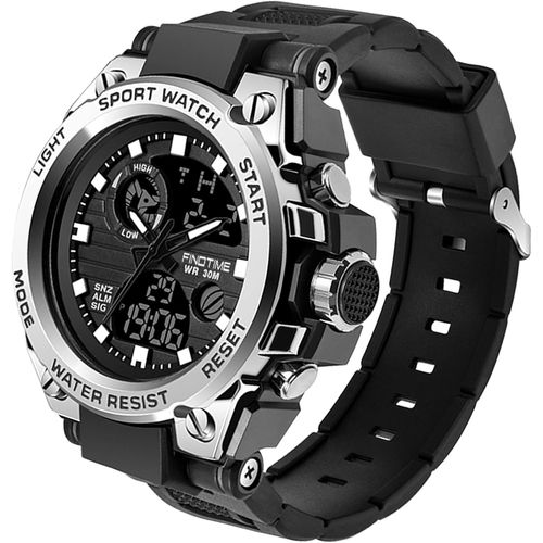 Montre Militaire Tactique De Sport Pour Homme Chronomètre À Grand Cadran, Alarme, Double Affichage De L'heure, Rétroéclairage, Montre-Bracelet Étanche Pour L'extérieur, Analogique Numérique