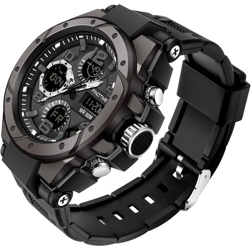 Montre Militaire Tactique De Sport Pour Homme Chronomètre À Grand Cadran, Alarme, Double Affichage De L'heure, Rétroéclairage, Montre-Bracelet Étanche Pour L'extérieur, Analogique Numérique