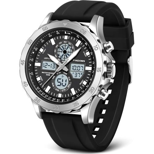 Montre Sport Militaire Étanche Analogique Numérique En Acier Inoxydable - Alarme, Chronomètre, Led, Carillon Horaire - Bracelet Multifonction Pour Hommes