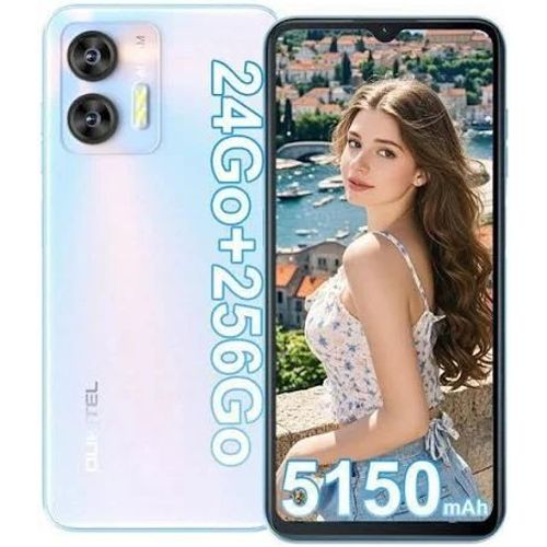 OUKITEL C36 Android 14, 24 Go + 256 Go / 1 To, 6.56" HD+ 90Hz Écran, 5100mAh, Camera 13MP+5MP, Double SIM/Empreinte Digitale + Identification faciale, Bleu