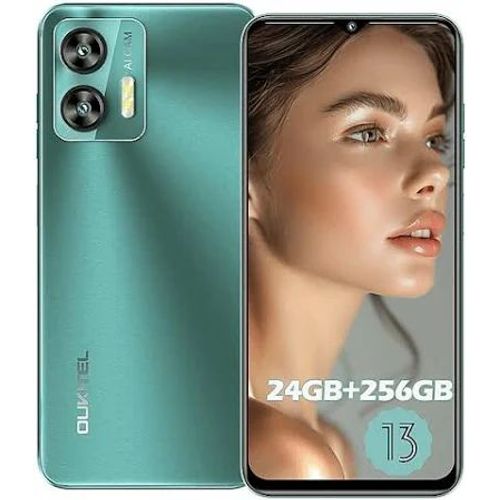 OUKITEL C36 Android 14, 24 Go + 256 Go / 1 To, 6.56" HD+ 90Hz Écran, 5100mAh, Camera 13MP+5MP, Double SIM/Empreinte Digitale + Identification faciale, Vert