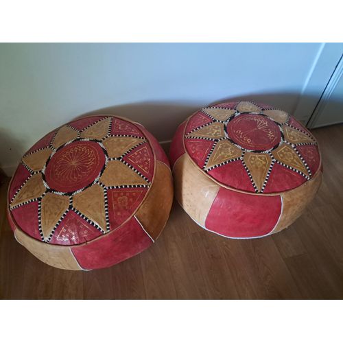 2 Poufs Orientaux En Cuir Excellente Qualité Jamais Utilisés A Vendre