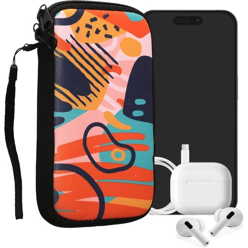 Étui En Néoprène Pour Téléphone 6,5"" - Design Coloré Bleu Foncé, Orange Et Rose Ancien - Old Jamaica Ginger Beer
