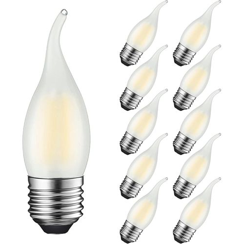 Ampoule Led Bougie E27 4w Equivalent 40w 400lm, Blanc Froid 6500k, Ampoule Flamme Led E27 Pour Lustres, Lustres En Cristal, Luminaires Décoratifs, Non-Dimmable, Verre Mat, Lot De 10[M1605]