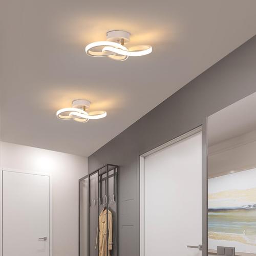 Plafonnier LED Moderne, luminaire plafonnier courbe 16W 2500Lm, plafonnier  de plafond pour salon chambre cuisine Blanc couleur lumière chaude 3000K -  Achat & prix