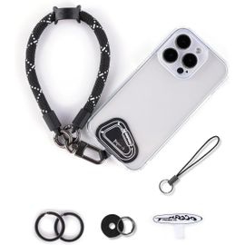 Dragonne Pour Téléphone,2 Téléphone Cordon Patch,Dragonne Pour Clé, Airpods, Appareil Photo,Cordelette De Poignet(Rayures Blanches, 40Cm)[MAG5299403]