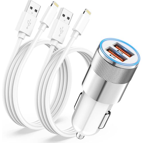 Chargeur Voiture Iphone Avec 2x Câble Lightning [Certifié Apple Mfi],Chargeur Allume Cigare Usb Rapide 2.4a Adaptateur Prise Allume Cigare Usb Chargeur Voiture Pour Iphone 14 13 12[Mag5295962]