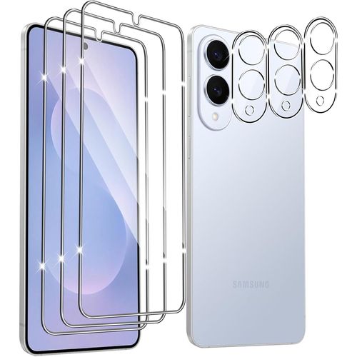 3 Pièces Verre Trempé Pour Samsung Galaxy S25 Edge Avec 3 Pièces Caméra Arrière Protection Accessoire, 9h Dureté, Anti-Rayures, Sans Bulles Protection Écran
