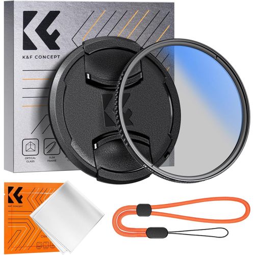 Filtre Polarisant CPL 58mm Circulaire + Bouchon d'Objectif + Chiffons de Nettoyage en Microfibre + Élastique Multi-Couches pour Appareil Photo-K Série