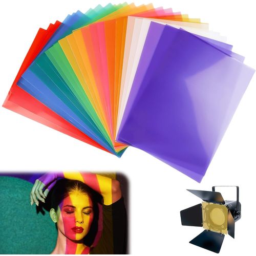 Lot de 27 films de couleur en gel-Filtre de couleur-Résistant à la chaleur-Pour lampes,films de couleur-A4-9 couleurs-Film transparent pour photo-Studio-Strobe-Flash LED-Appareil