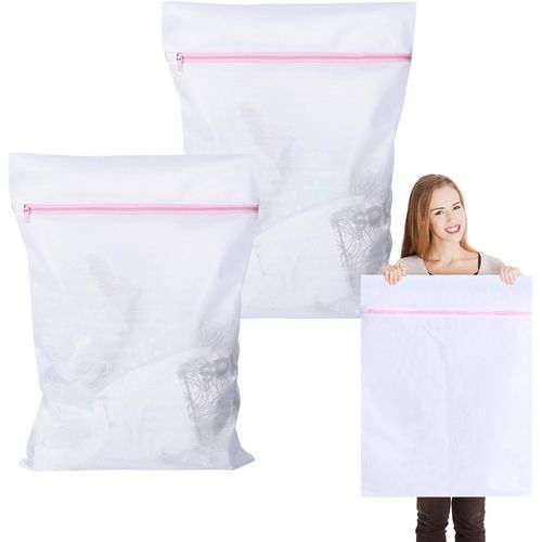 Lot de 2 grands filets à linge surdimensionnés 60 x 80 cm,XXL,Filets à Linge pour Machine à Lave,Très Grand XXL Sac de Lavage pour Rideaux,Manteaux,Doudounes,Couvertures,Draps,Peluches etc