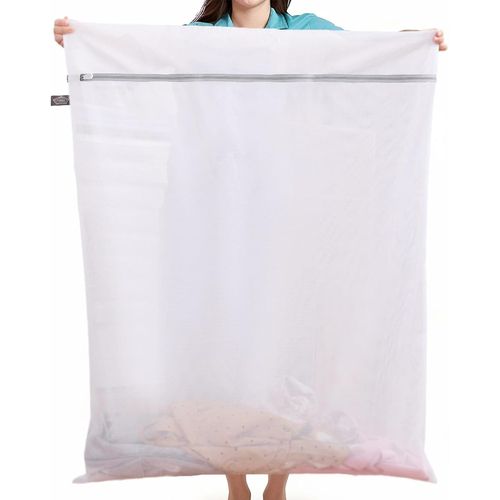 Sac à Linge en Maille,Très Grand Sac de Lavage en Machine,Filet avec Fermeture Éclair et Pochette de Séchage pour Vêtements,Rideaux,Couettes,Édredons,Couvertures,Peluche