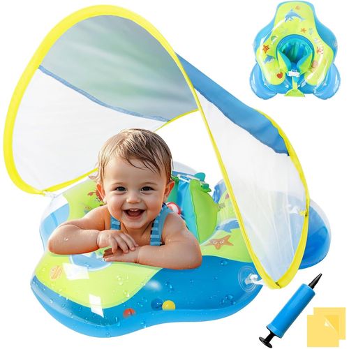 Bouee Bebe Avec Pare Parasol Bouet Piscine Bébé Avec Une Boule Flottante Avec Siège De Sécurité Flotteur Piscine Bébé Protection Uv Upf50+ Bouee Gonflable Enfant