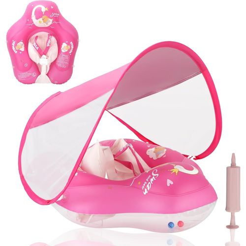 Bouee Bebe 3-36 Mois Avec Parasol Et Siège De Sécurité,Bouée Piscine Enfant Gonflable,Flotteur Bebe Bouée Piscine Upf50+ Protection Uv.[G54]