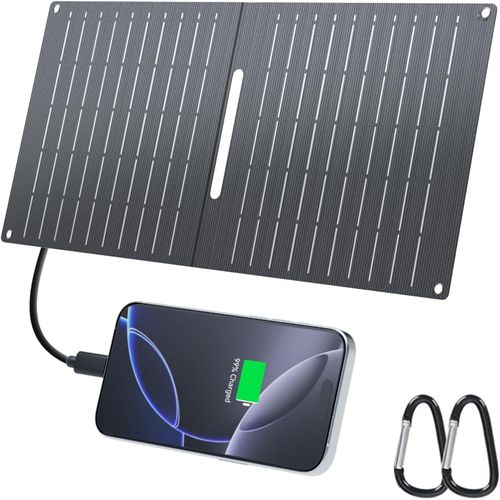 Ecosonique Chargeur Solaire 15 W Pour Téléphone Portable, Ip67, Étanche, Pliable, Avec Usb-A/Usb-C, Pour Le Camping, Compatible Avec Téléphone Portable, Iphone, Samsung Galaxy, Goo[Mag5295667]